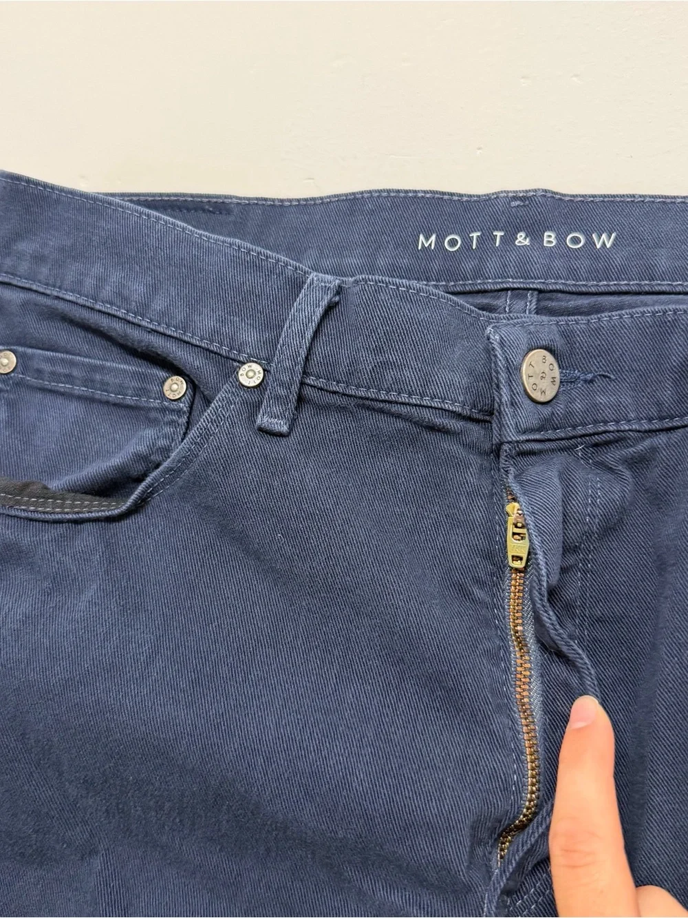 Mott & Bow Jeans Mens 34x32 Navy Blue Mid Rise Stretch Denim Straight